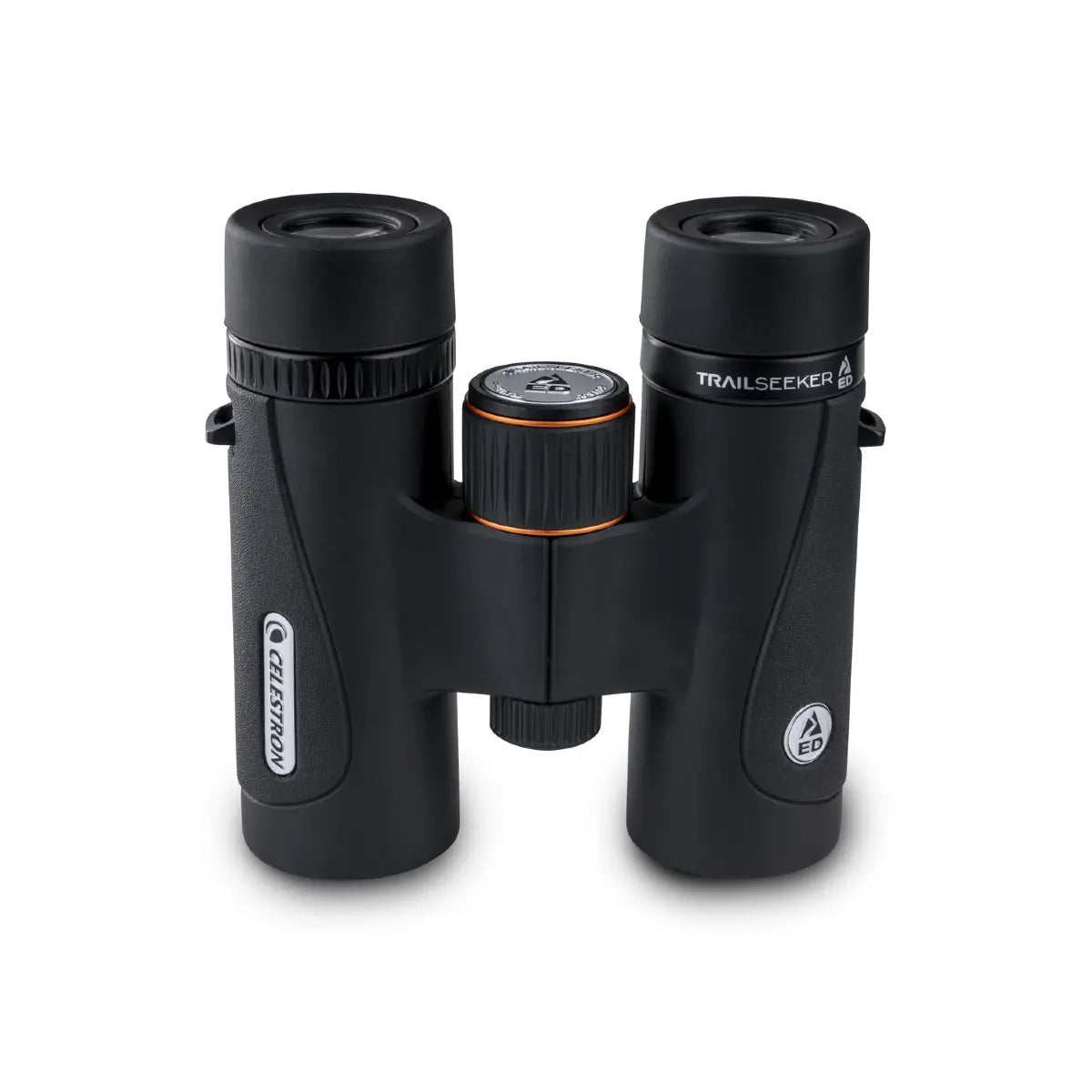 Black binoculars with 'Trailseeker' branding on a white background