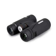 Black binoculars with a brand logo on a white background