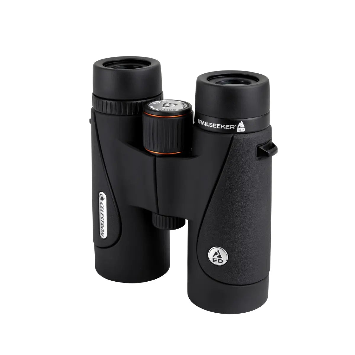 Black binoculars with brand logo on a white background