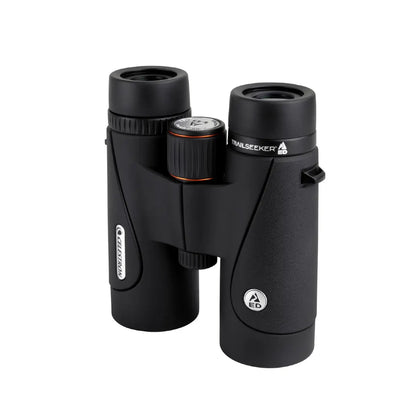 Black binoculars with brand logo on a white background