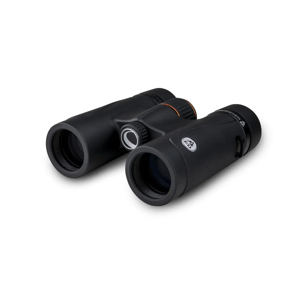 Black binoculars on a white background