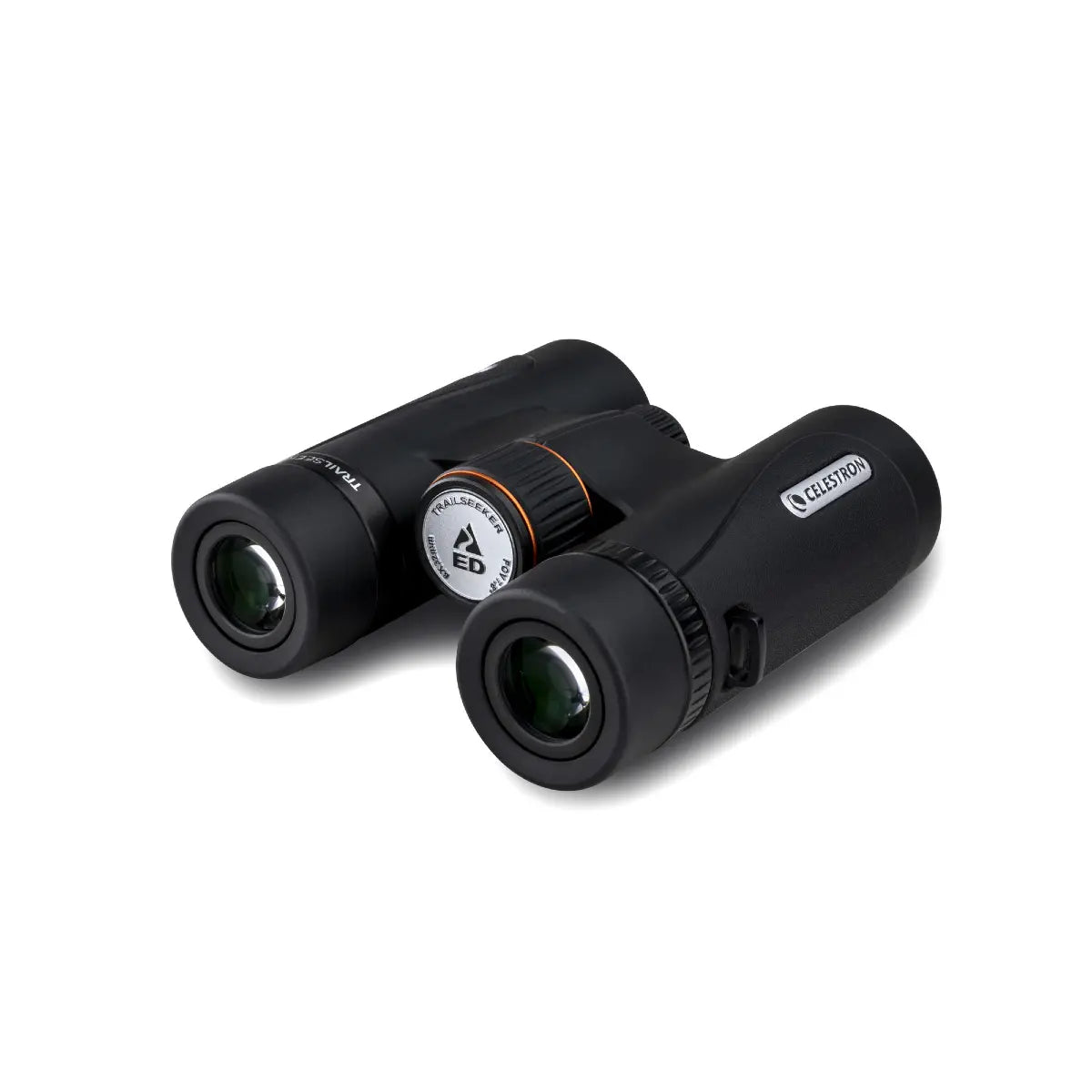 Black binoculars with a brand logo on a white background