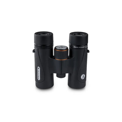 Black binoculars with brand logo on a white background