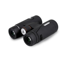 Pair of black binoculars on a white background