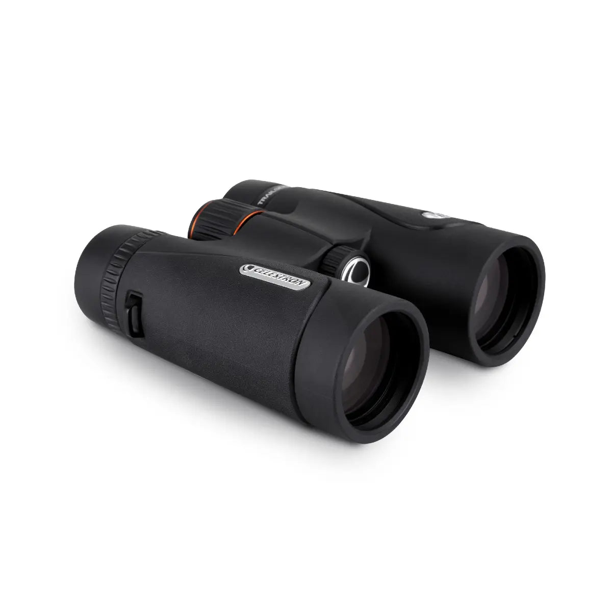 Black binoculars on a white background