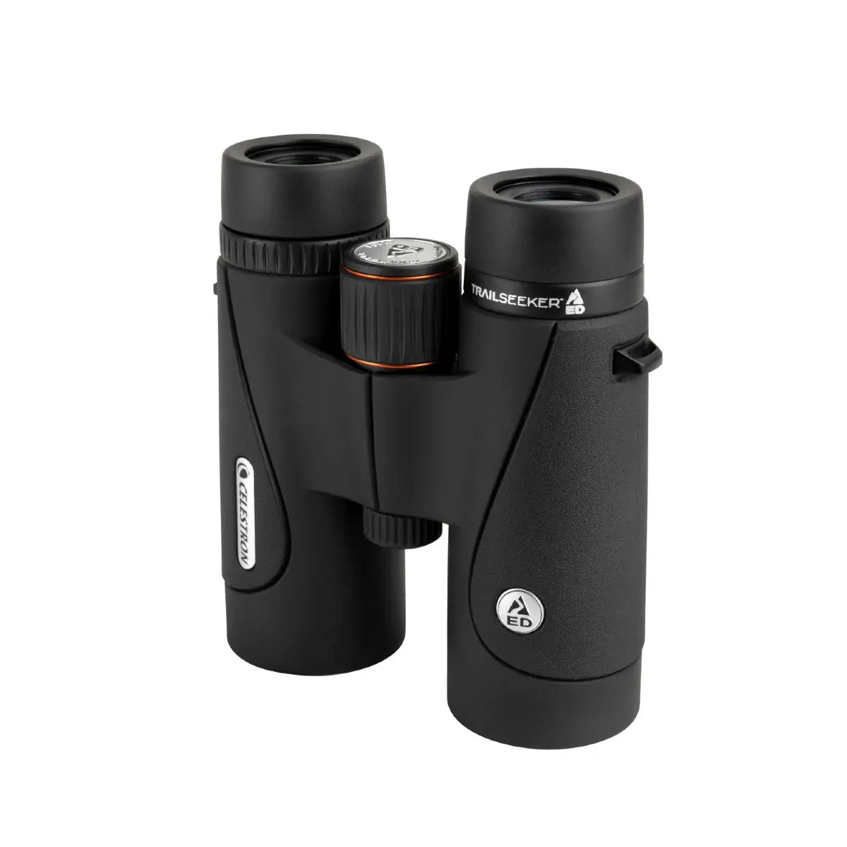Black binoculars with brand logo on a white background