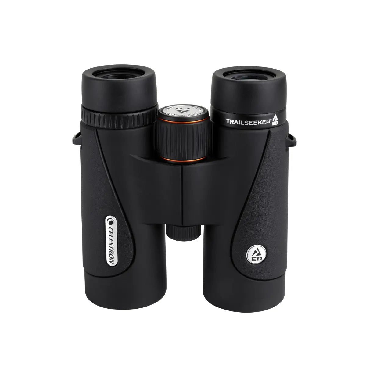 Black binoculars with 'Trailseeker' branding on a white background