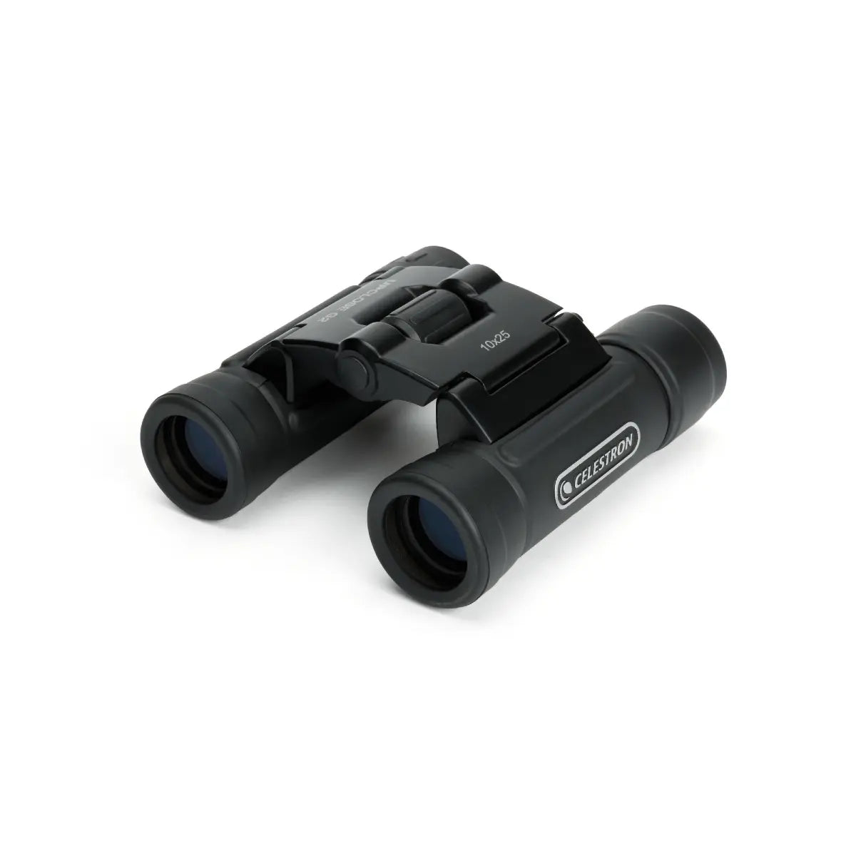 Black Celestron binoculars on a white background