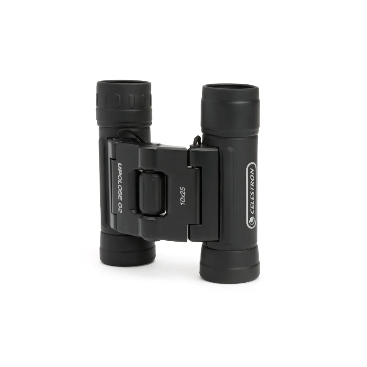 Black binoculars with Celestron logo on a white background