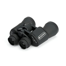 Black binoculars with Celestron logo on a white background