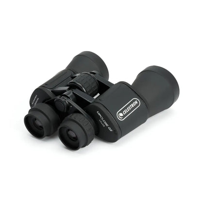 Black binoculars with Celestron logo on a white background