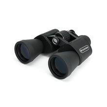 Black binoculars with Celestron logo on a white background