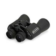 Black binoculars with Celestron logo on a white background