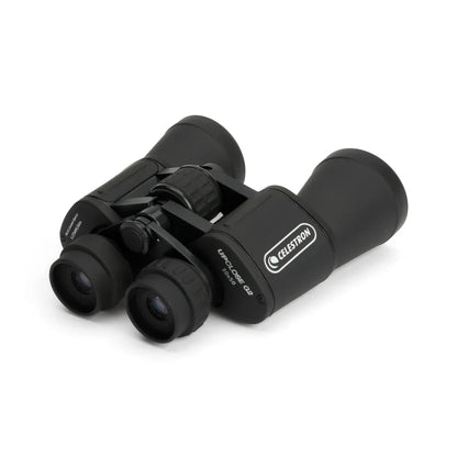 Black binoculars with Celestron logo on a white background