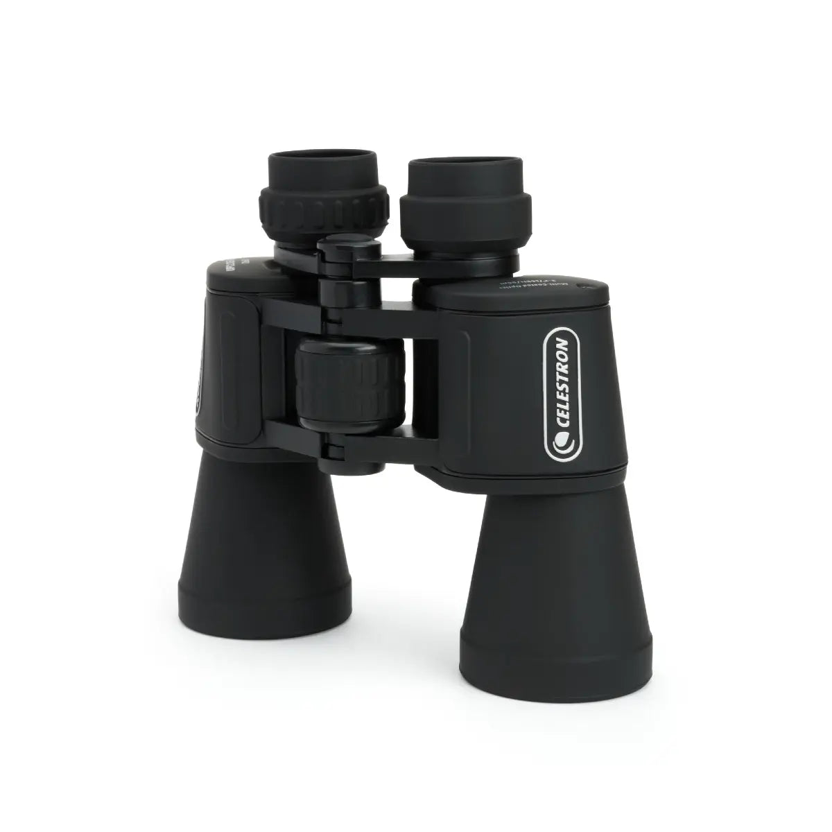 Black binoculars with Celestron logo on a white background