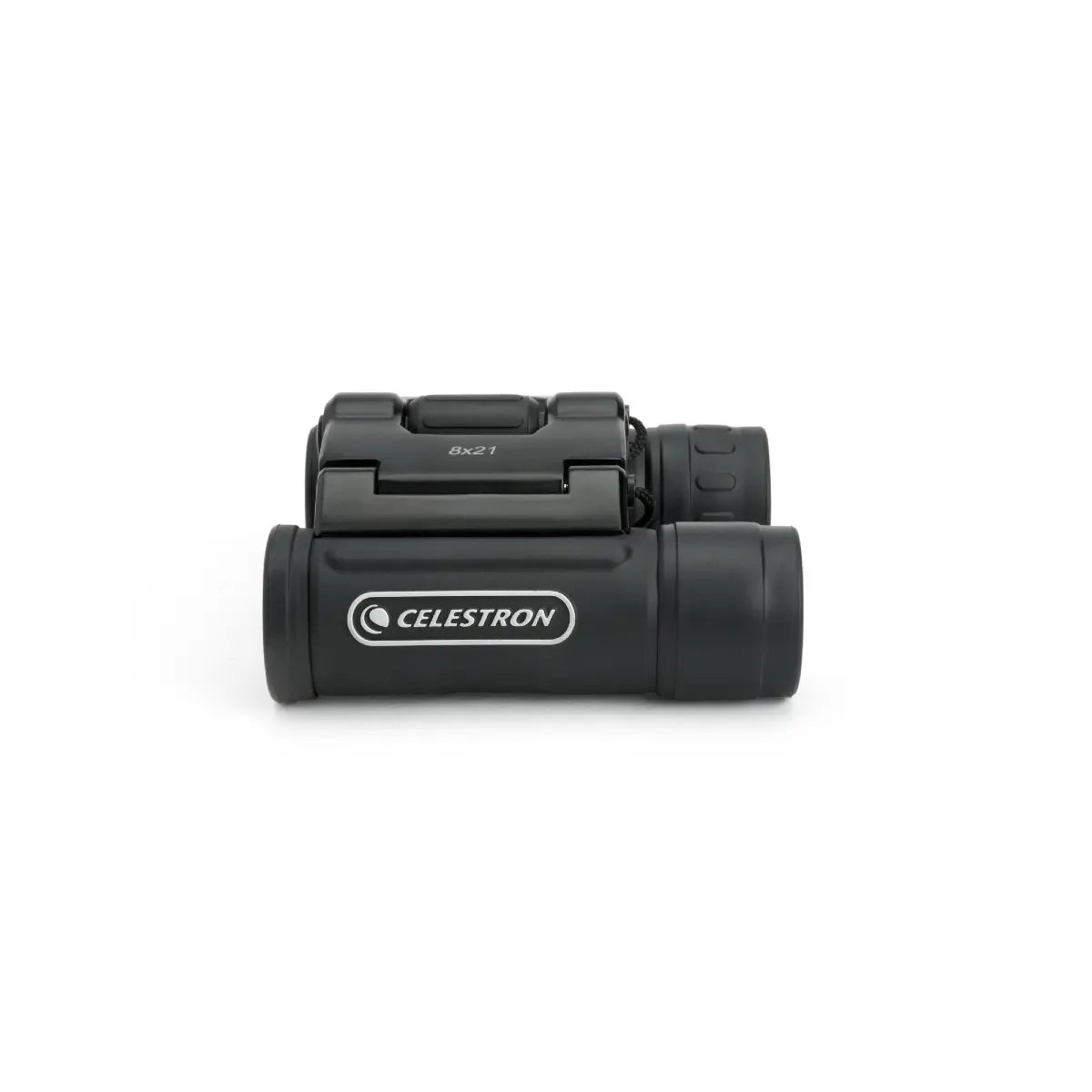 Black Celestron binoculars on a white background