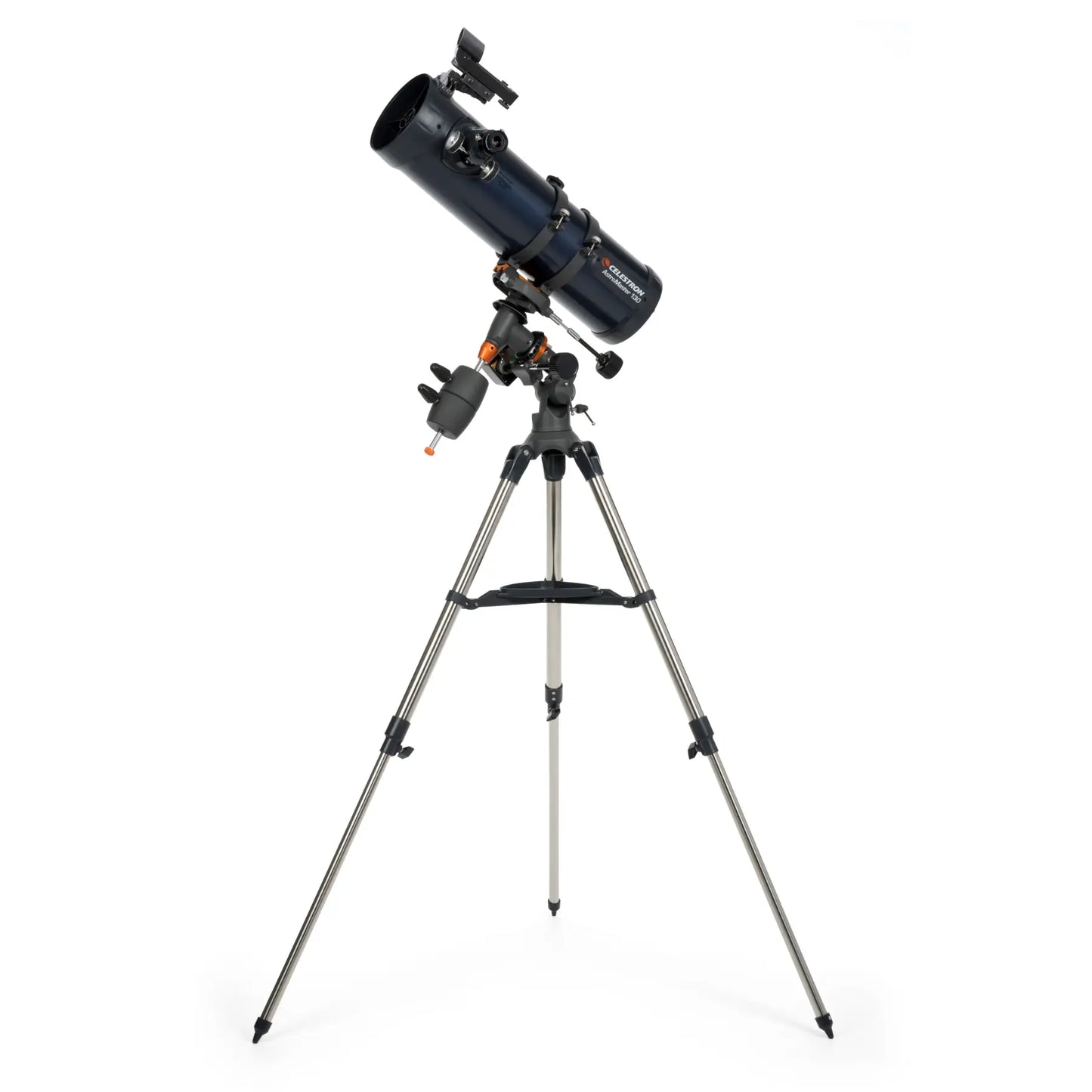 Telescope with tripod on a white background