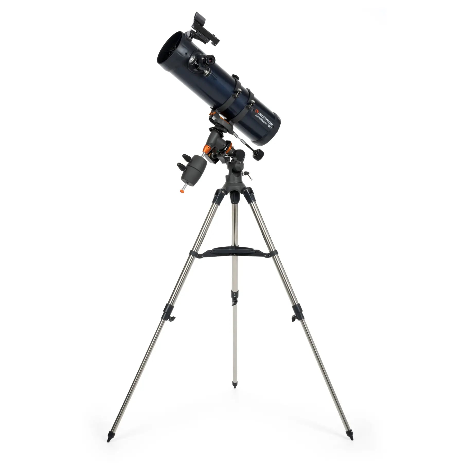 Telescope with tripod on a white background