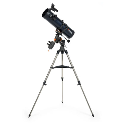 Telescope with tripod on a white background