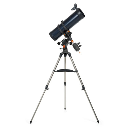 Telescope with tripod on a white background