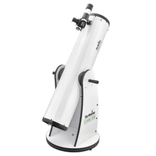 White telescope with black accents on a white background