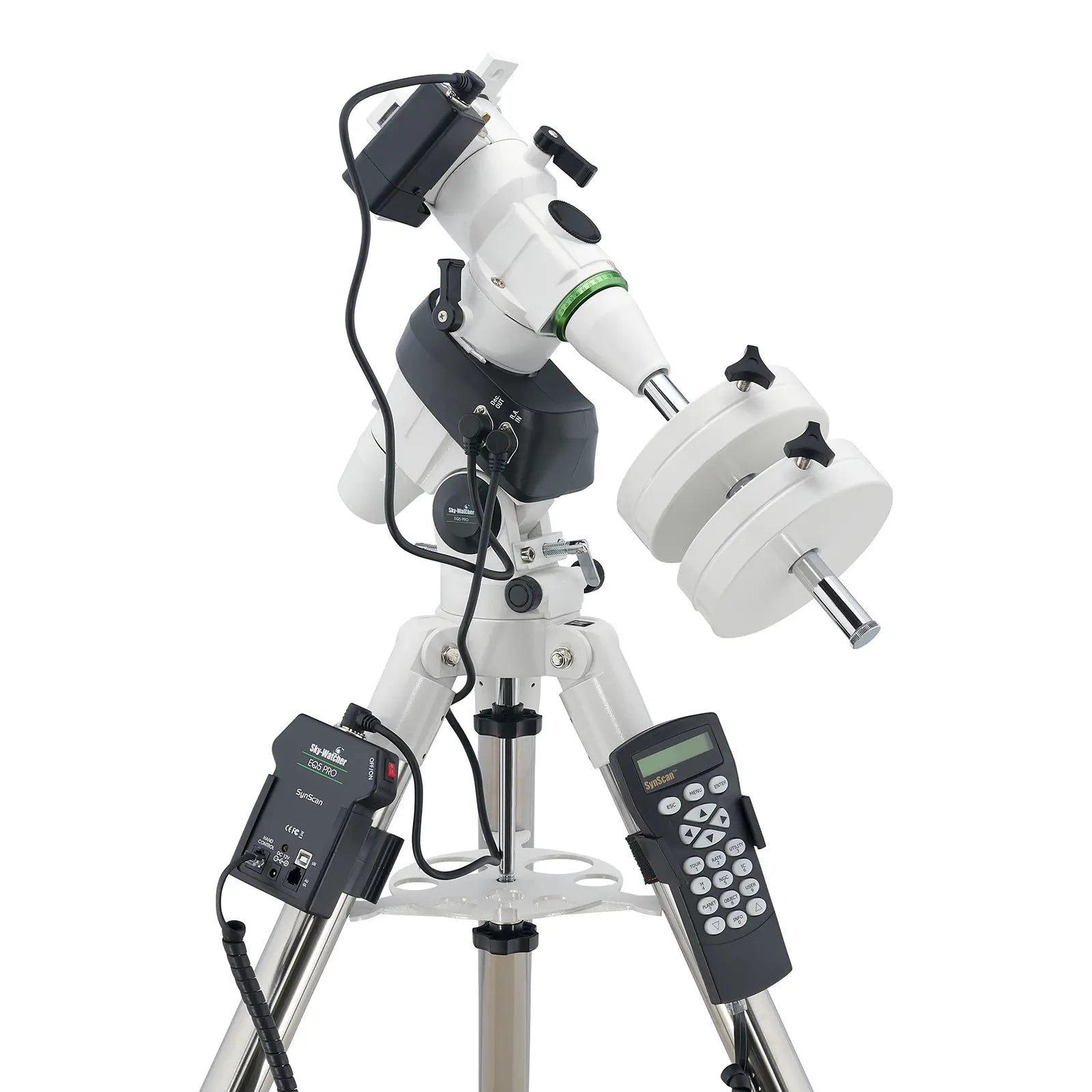 Telescope with computerized mount on a white background