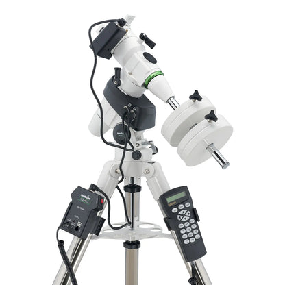 Telescope with computerized mount on a white background