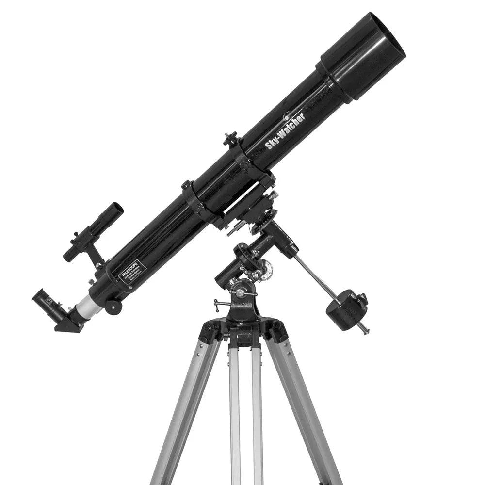 Telescope with tripod on a white background