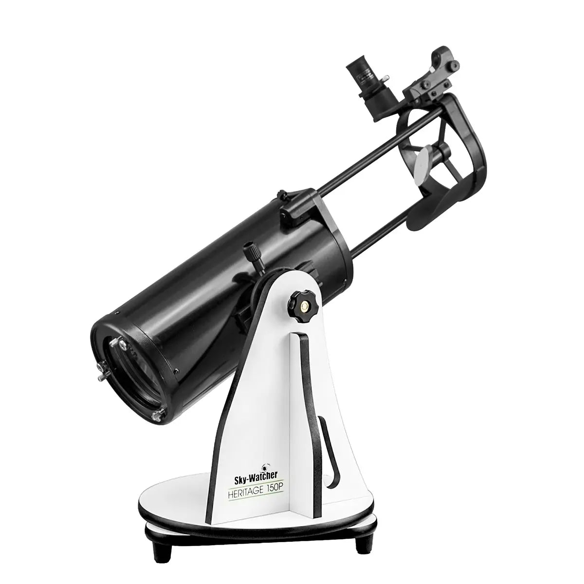 Black and white Sky-Watcher telescope on a white background