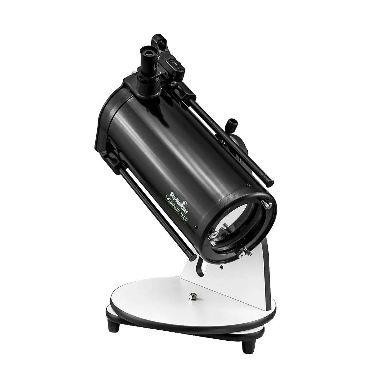 Black telescope on a white background
