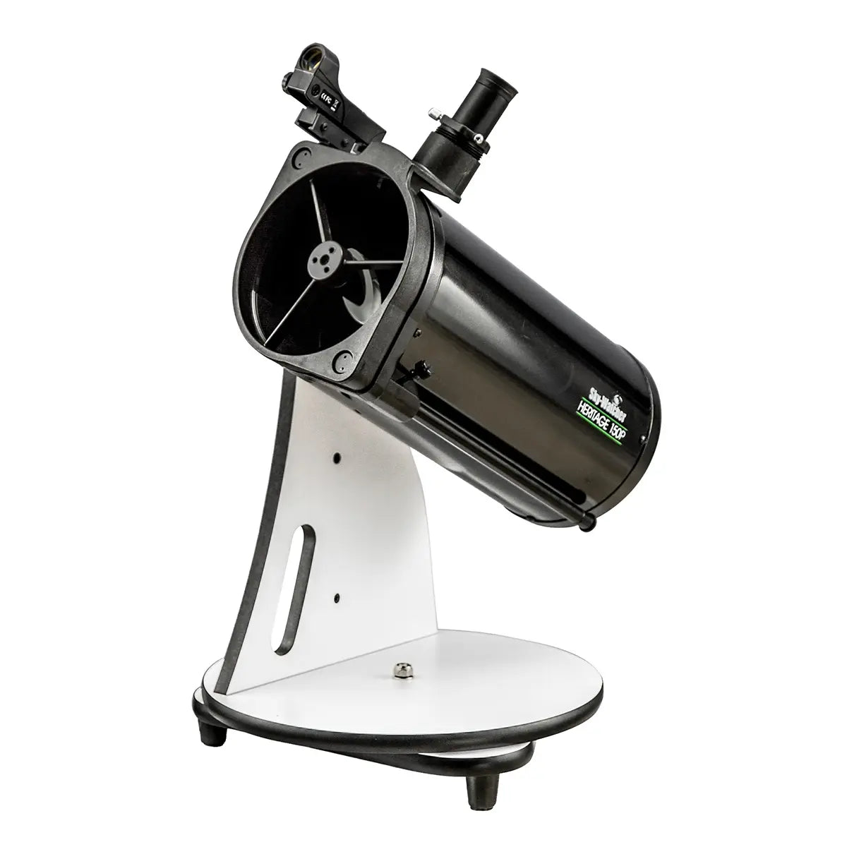 Black telescope on a white background