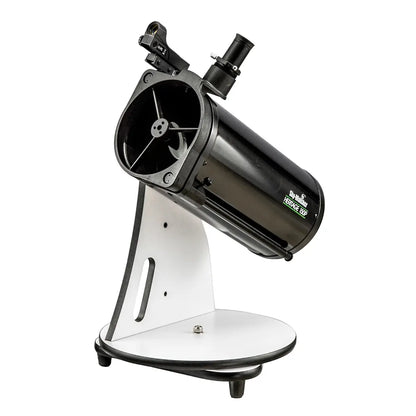 Black telescope on a white background