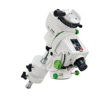 White and green astronomical telescope on a white background