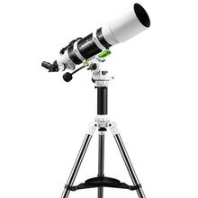Telescope on a tripod with a white background
