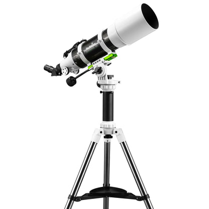 Telescope on a tripod with a white background