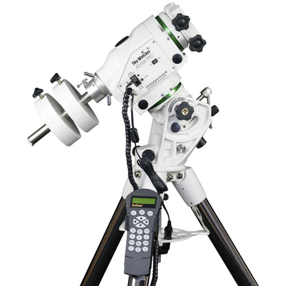 Telescope with a control unit on a white background