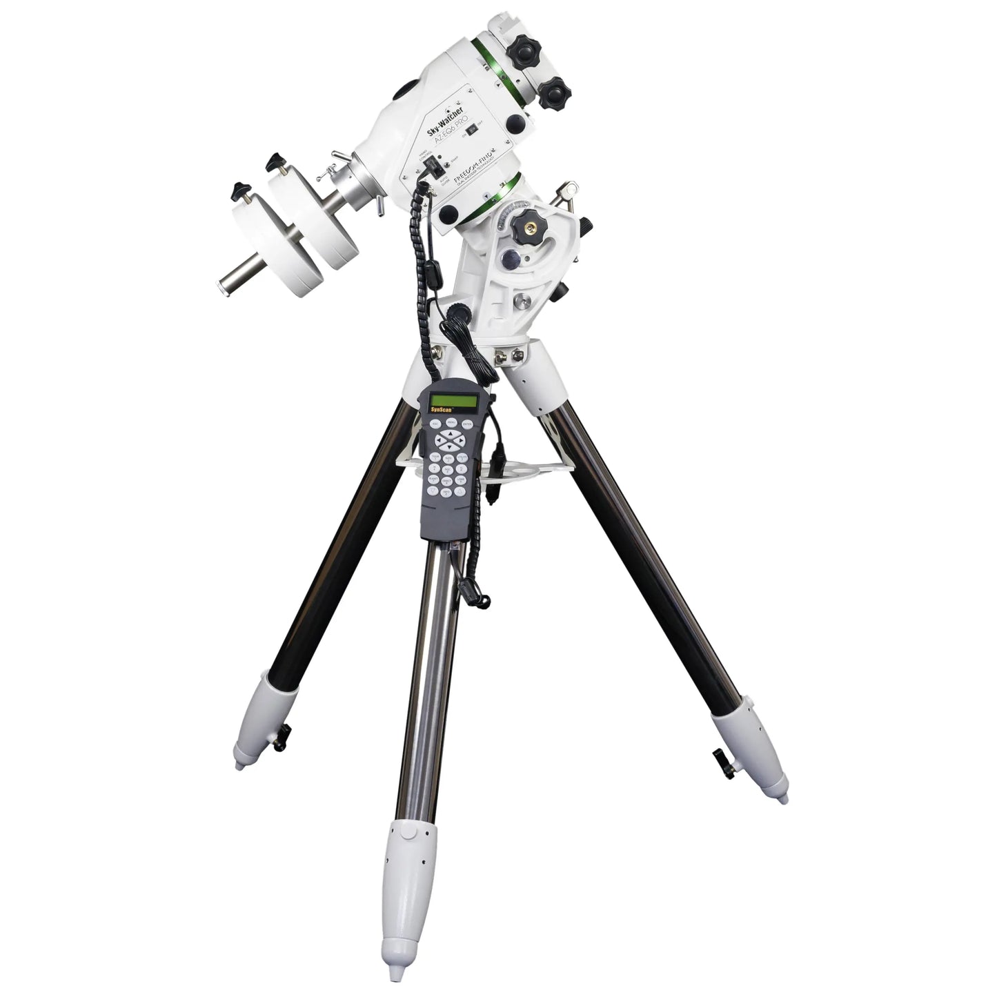 Telescope with a white and black design on a white background
