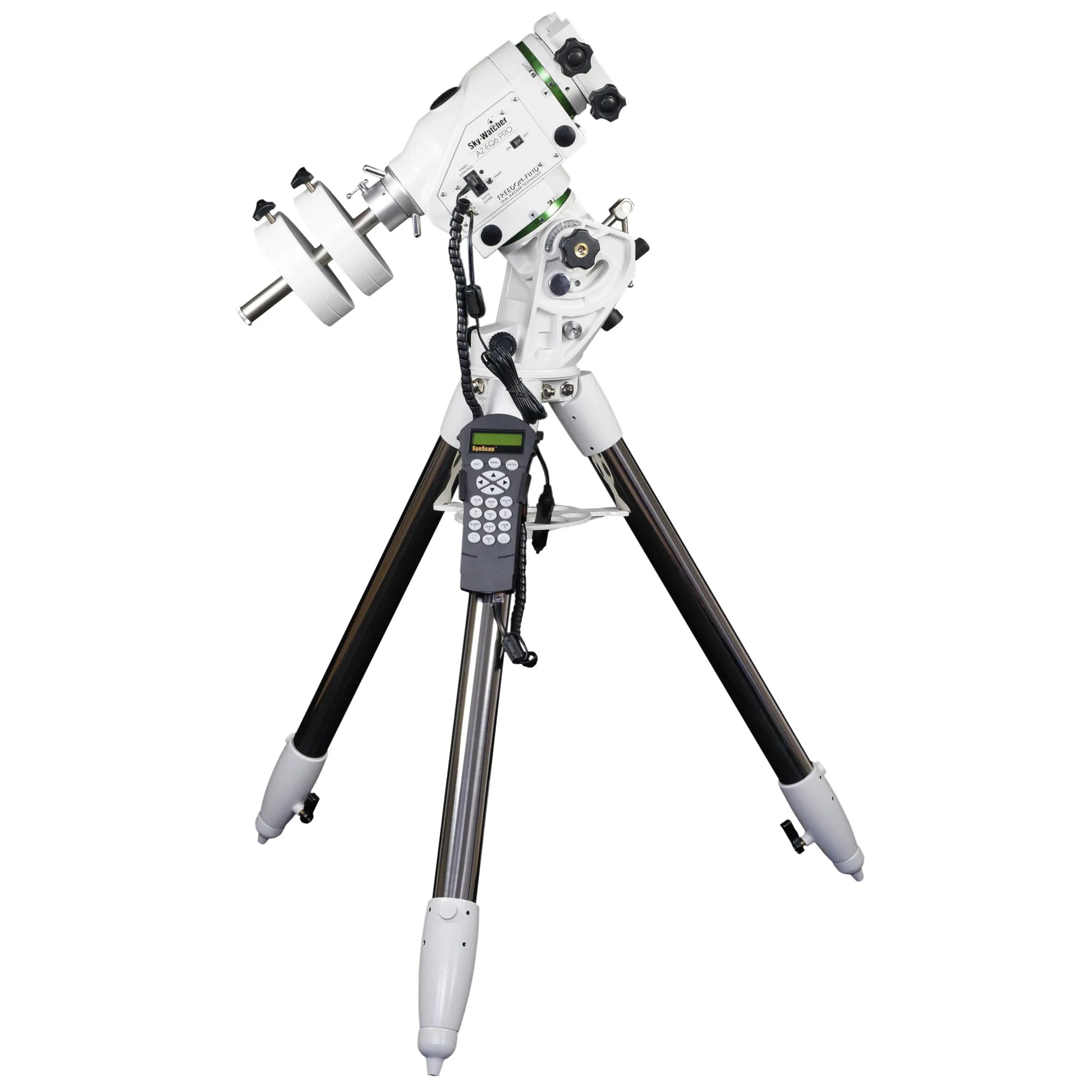 Telescope with a white and black design on a white background