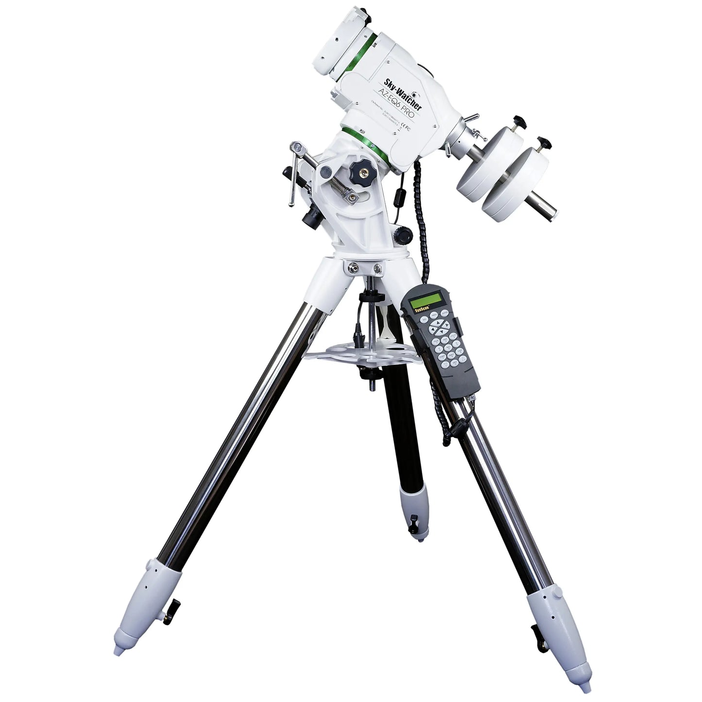 Telescope with a white and black design on a white background