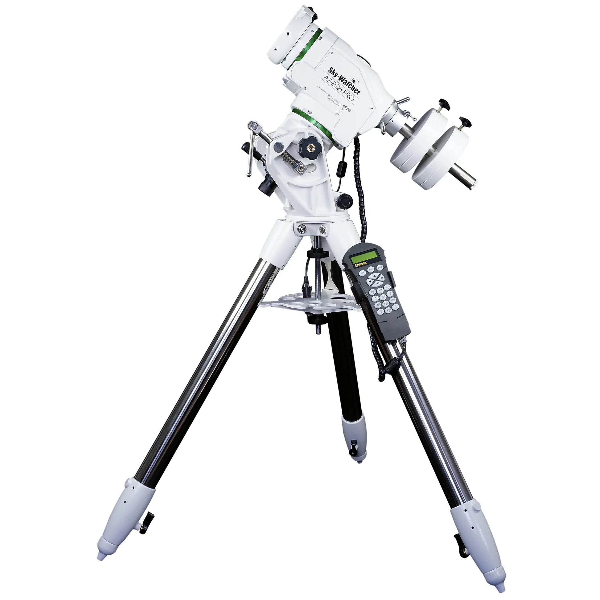 Telescope with a white and black design on a white background