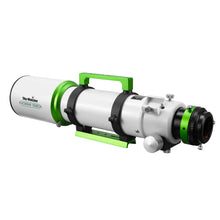 Telescope with green accents on a white background