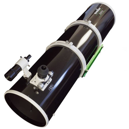 Black telescope with white accents on a white background