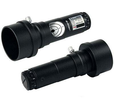 Two black telescope eyepieces on a white background