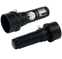 Two black telescope eyepieces on a white background