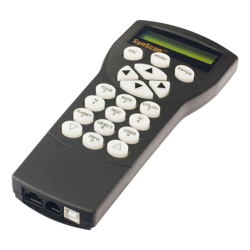 Handheld electronic device with buttons and display on a white background
