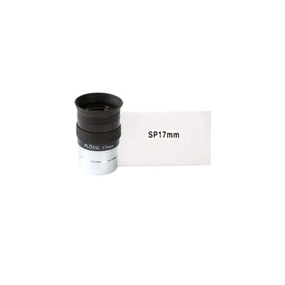 Telescope eyepiece with 'SP17mm' marking on a white background